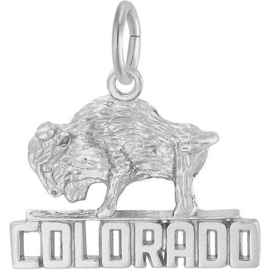 Colorado Bison Charm - Metal - Sterling Silver