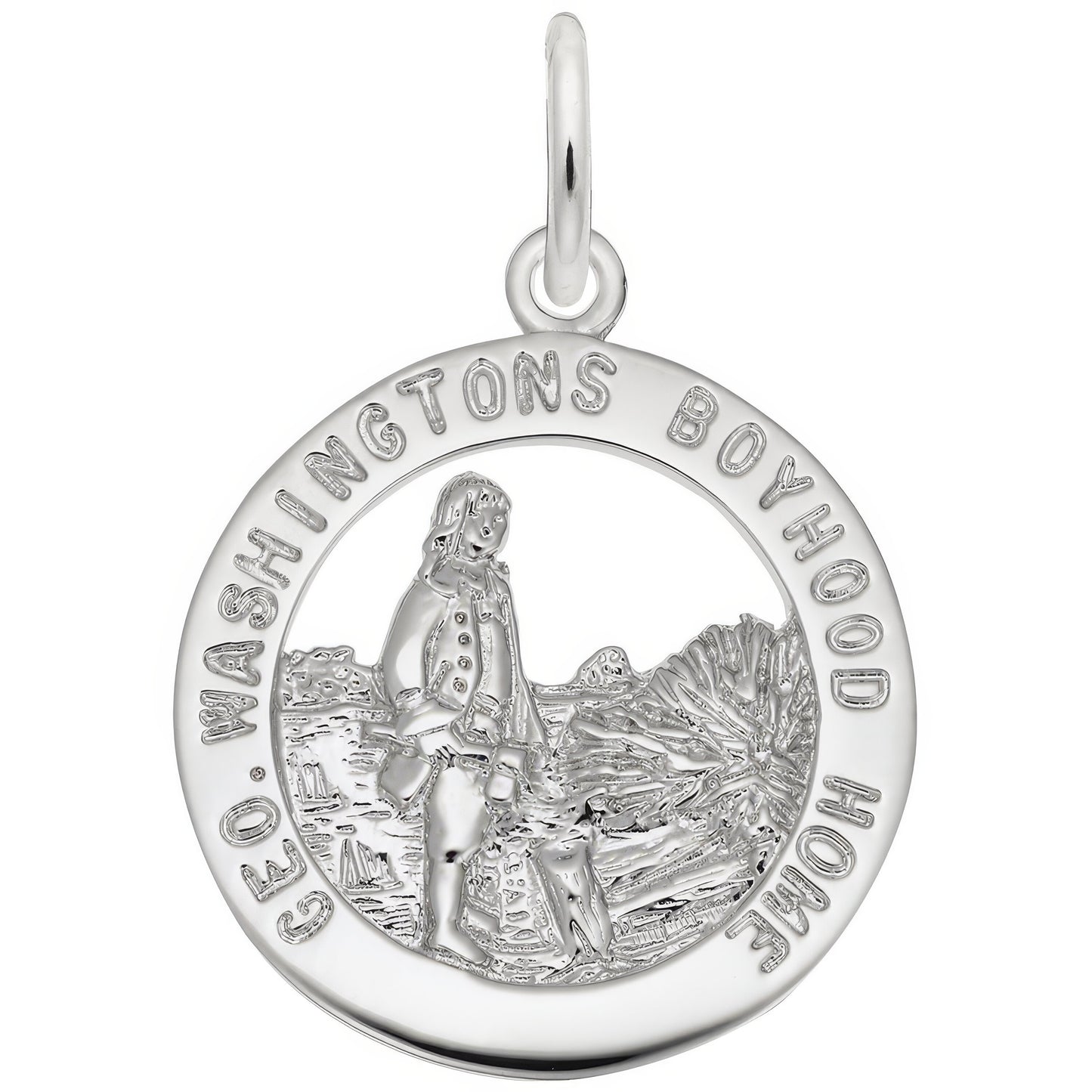 George Washingtons Boyhood Home Charm - Metal - Sterling Silver