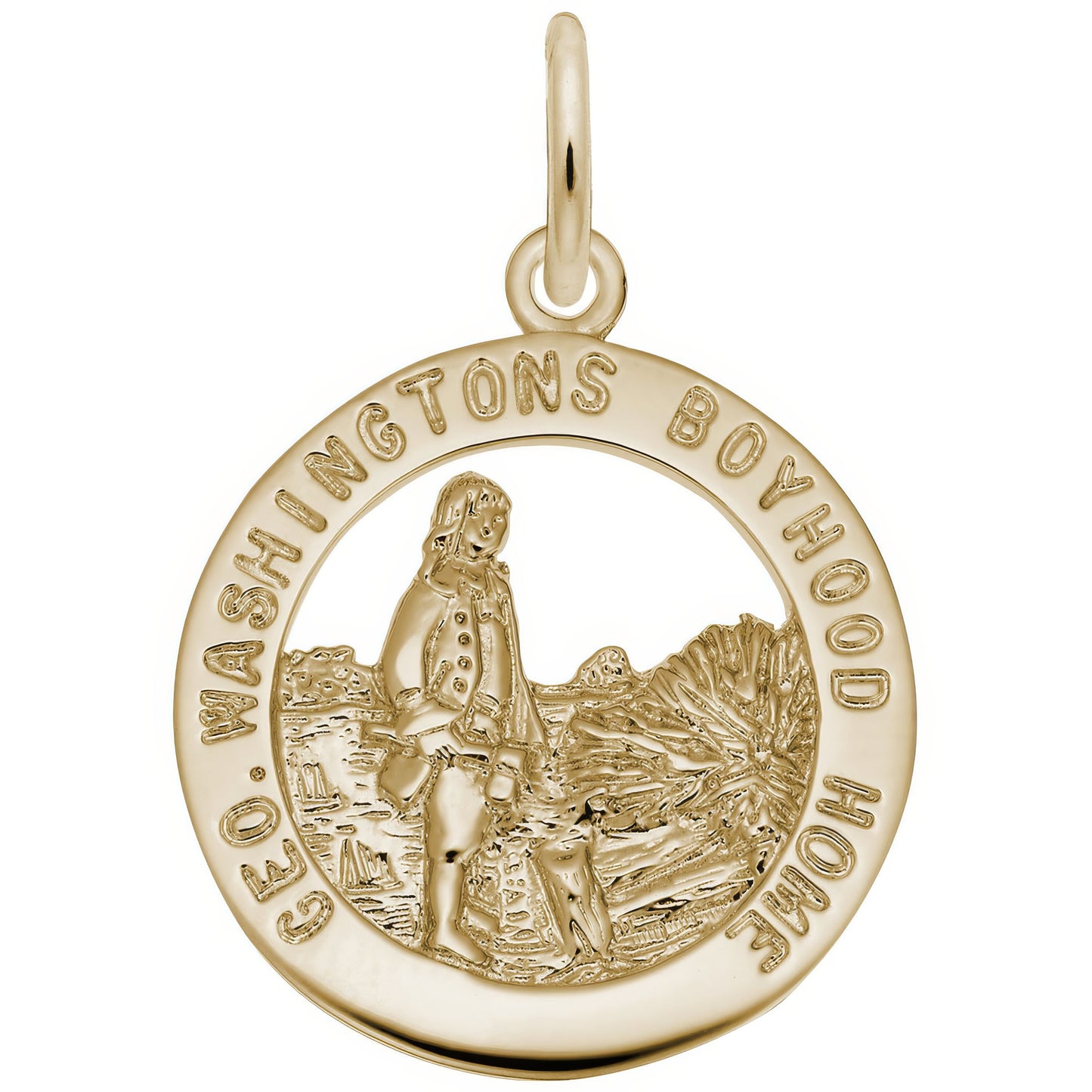 George Washingtons Boyhood Home Charm - Metal - Sterling Silver