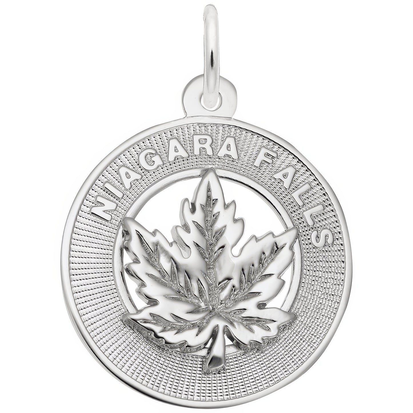 Sterling Silver Niagara Falls Maple Leaf Charm - 20mm x 20mm