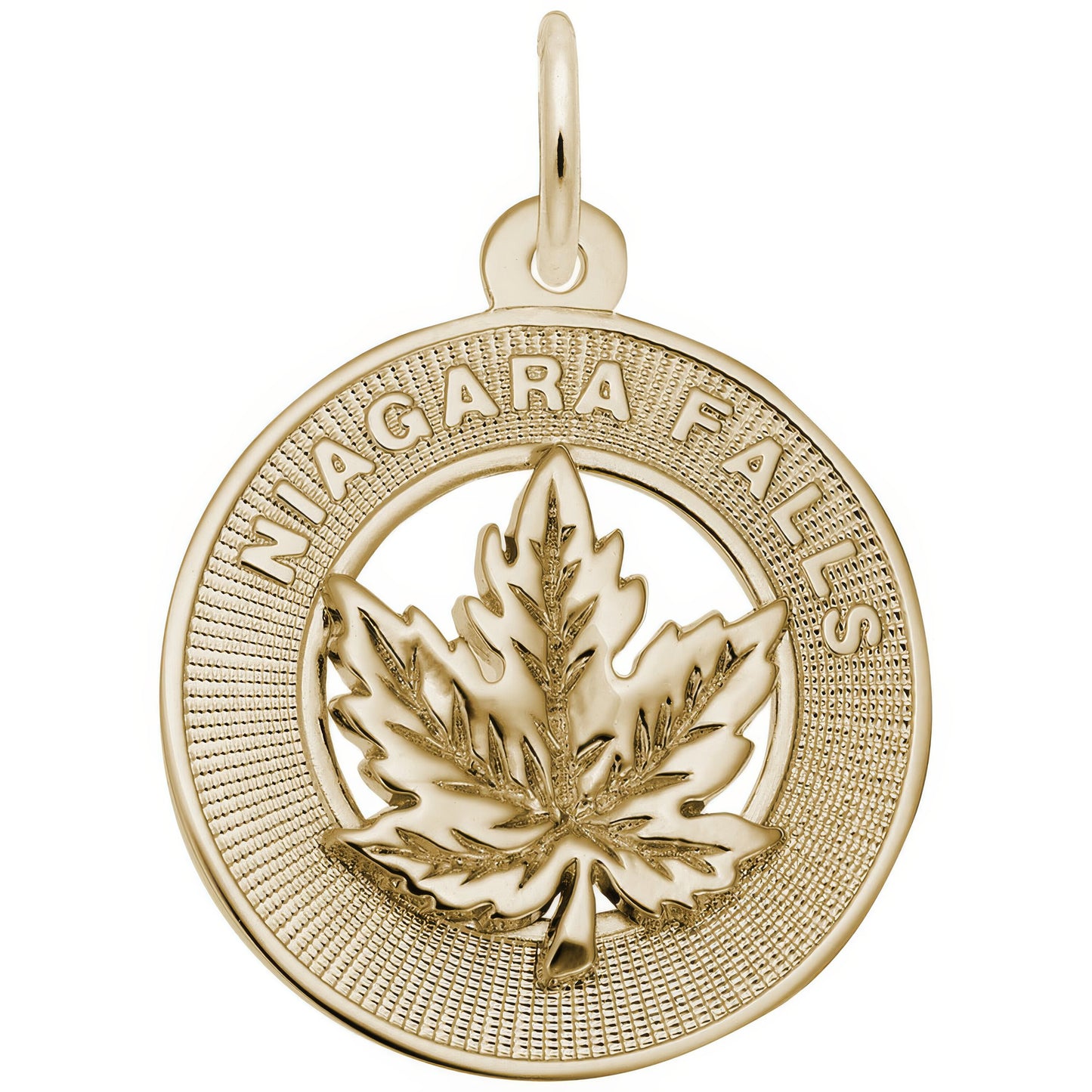 Sterling Silver Niagara Falls Maple Leaf Charm - 20mm x 20mm