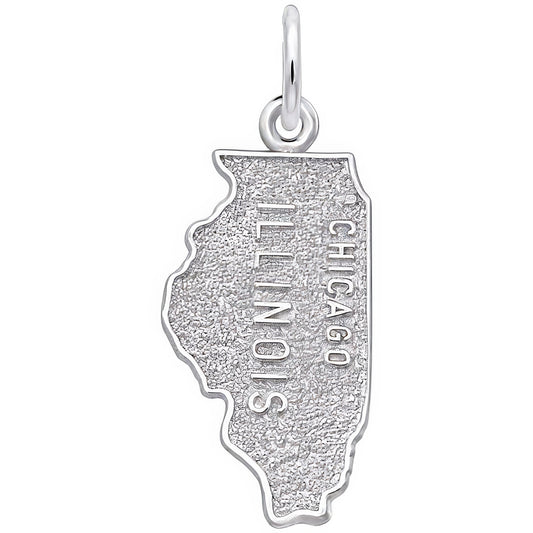 Chicago Illinois Map Charm - Metal - Sterling Silver