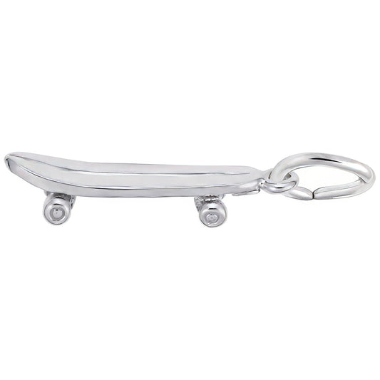 Sterling Silver Skateboard Charm - 19mm x 4mm