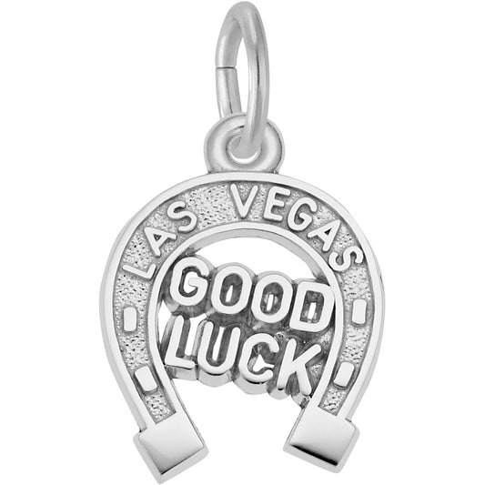 Las Vegas Good Luck Horseshoe Charm - Metal - Sterling Silver