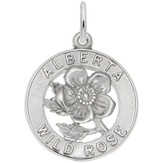 Alberta Wild Rose Charm - Metal - Sterling Silver