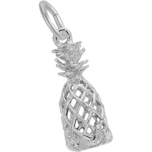 Hollow Pineapple Charm - Metal - Sterling Silver