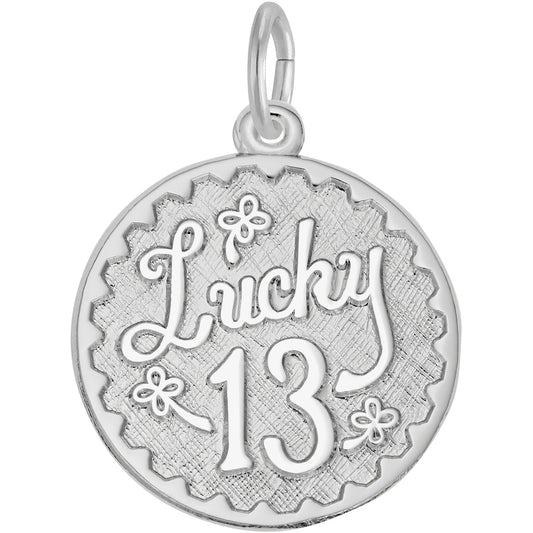 Sterling Silver Lucky 13 Charm - 20mm x 20mm