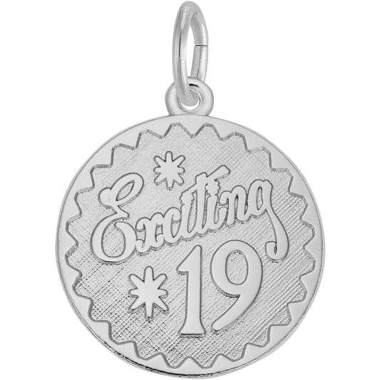 Exciting Nineteen Charm - Metal - Sterling Silver