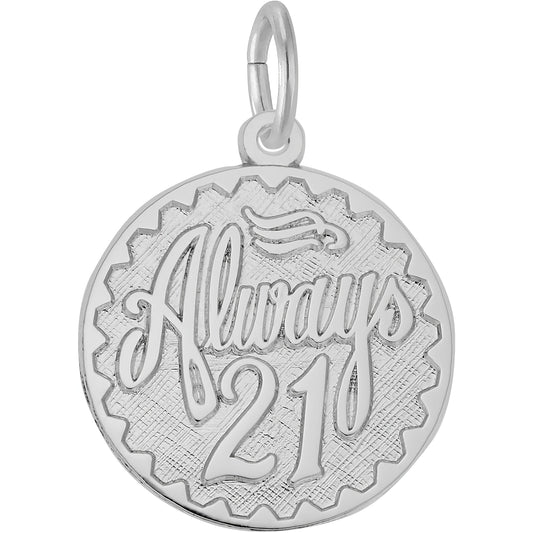 Always Twenty One Charm - Metal - Sterling Silver