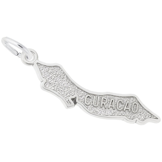 Curacao Map Charm - Metal - Sterling Silver