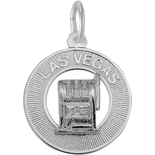 Las Vegas Slot Machine Ring Charm - Metal - Sterling Silver