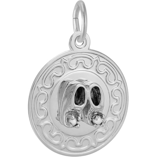 Sterling Silver Baby Shoe Charm - 18mm x 18mm