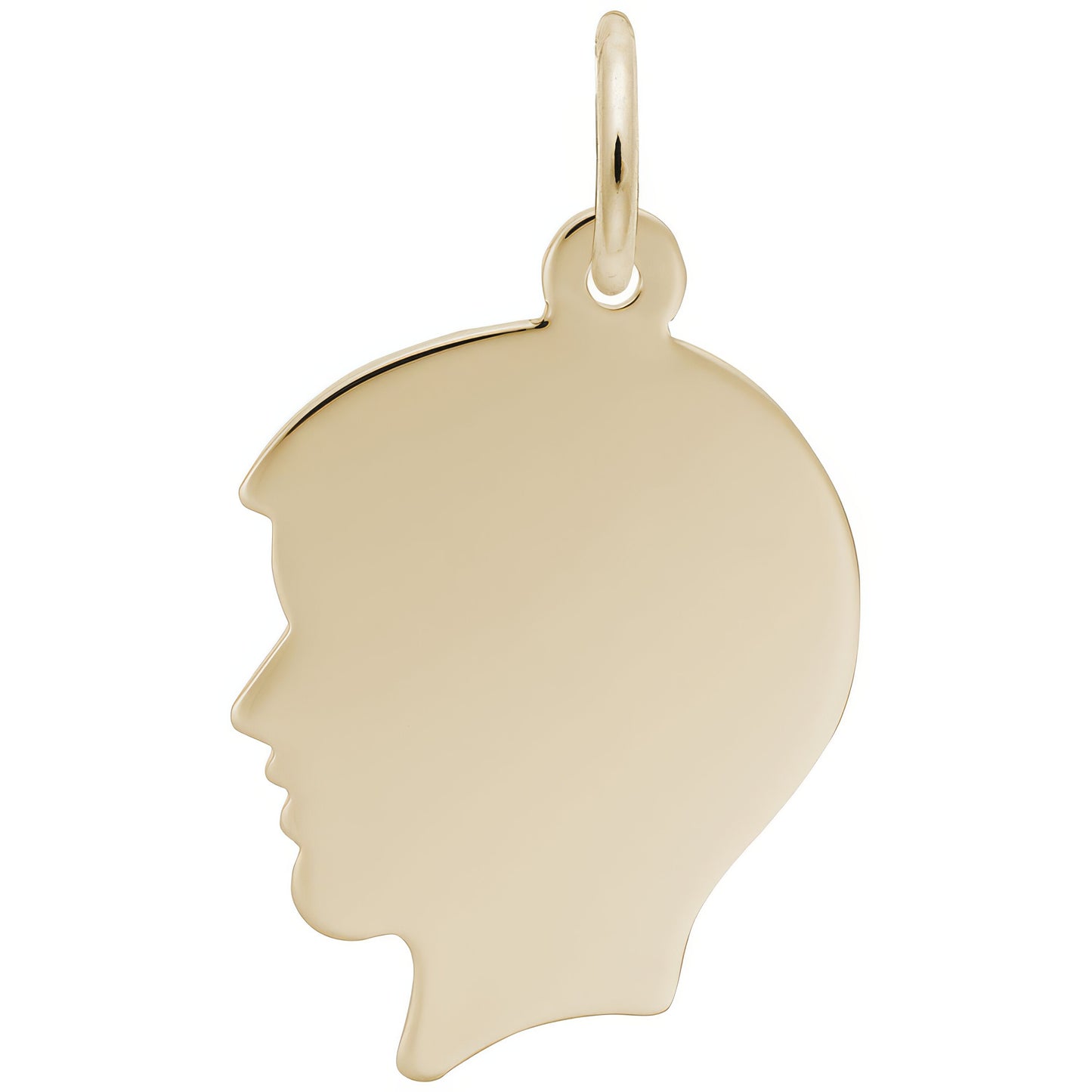 Flat Boys Head Charm - Metal - Sterling Silver