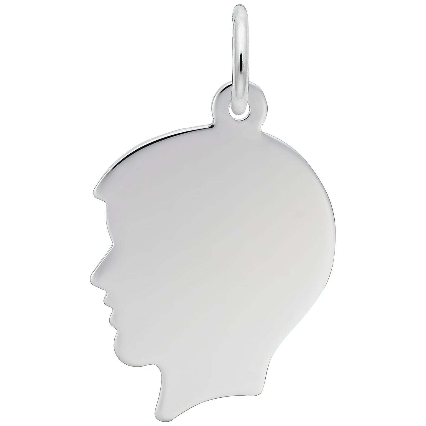 Flat Boys Head Charm - Metal - Sterling Silver