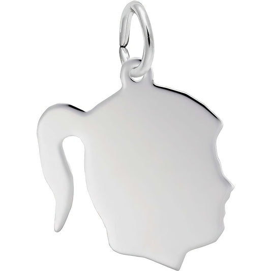 Sterling Silver Girls Head Charm