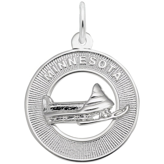 Minnesota Snowmobile Ring Charm - Metal - Sterling Silver