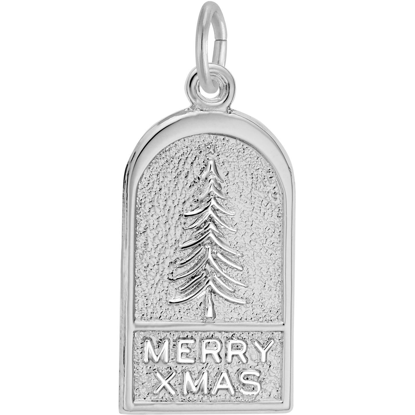 Merry Xmas Tree Charm - Metal - Sterling Silver