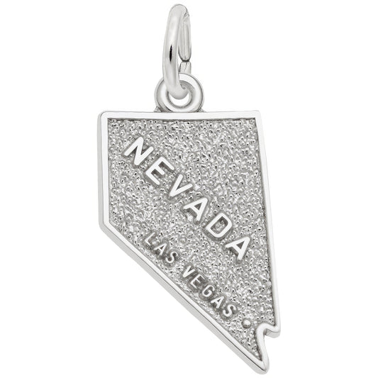 Las Vegas Nevada Map Charm - Metal - Sterling Silver