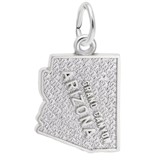 Grand Canyon Arizona Map Charm - Metal - Sterling Silver