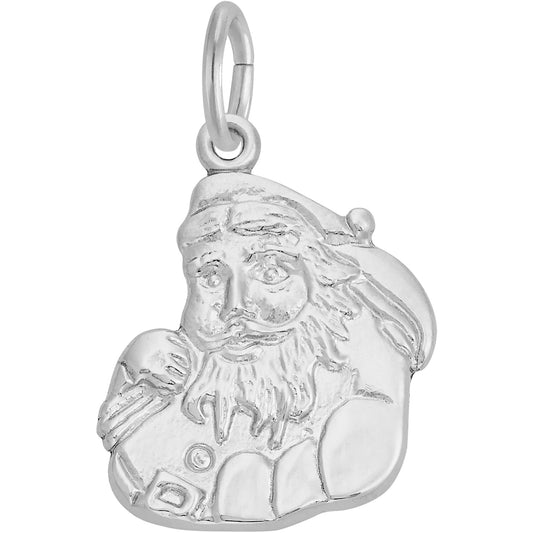 Flat Santa Charm - Metal - Sterling Silver