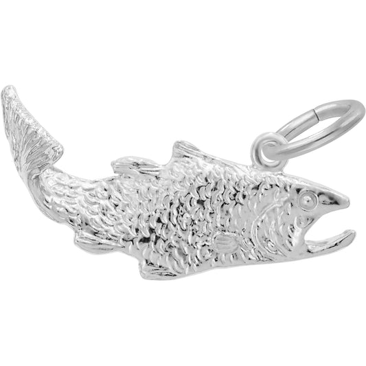 Salmon Fish Charm - Metal - Sterling Silver