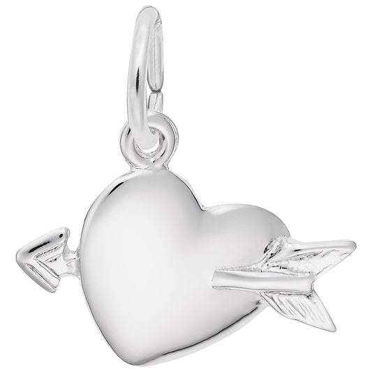 Sterling Silver Heart Charm - 10mm x 17mm