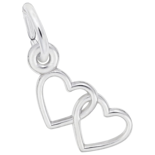 Sterling Silver Two Hearts Charm - 6mm x 12mm