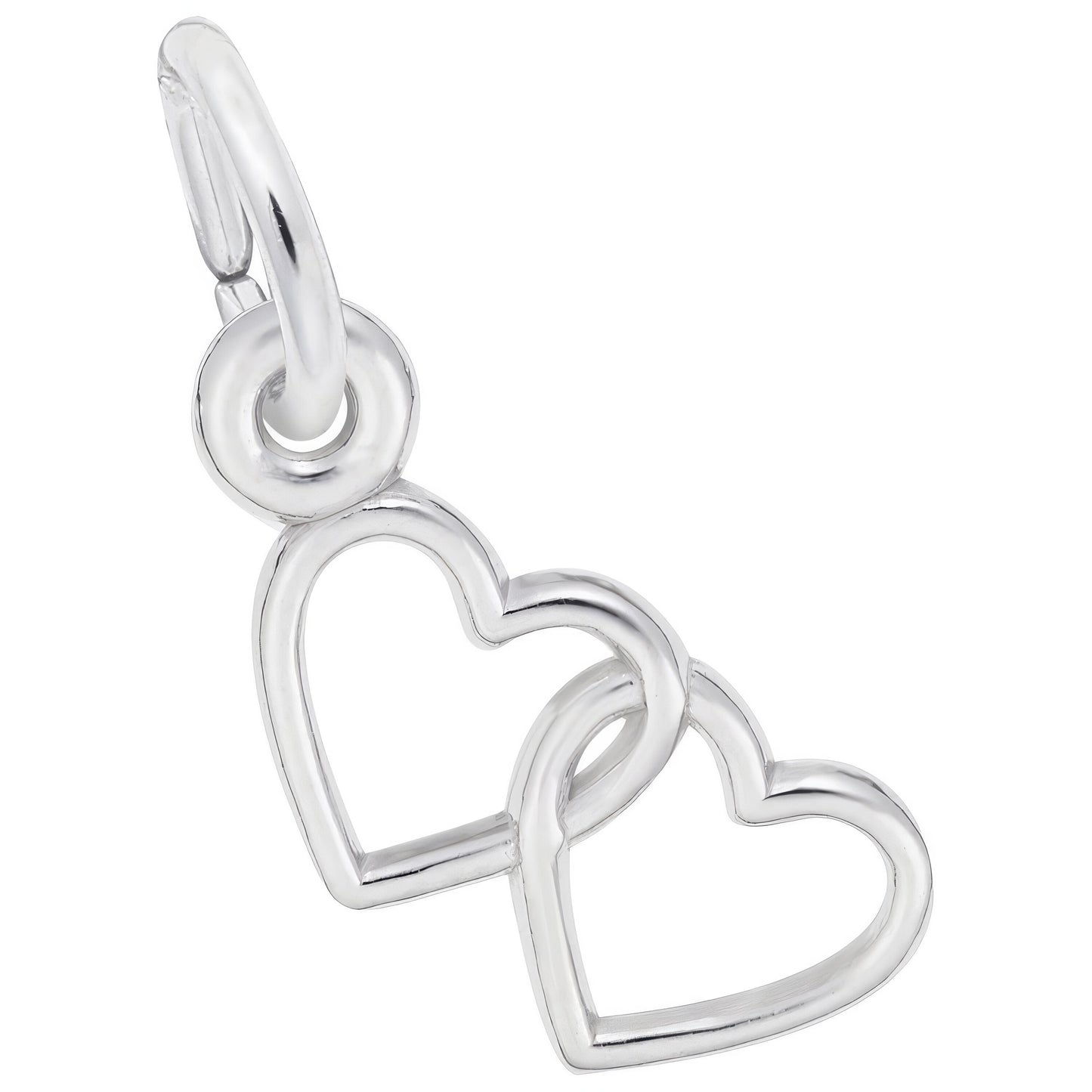 Sterling Silver Two Hearts Charm - 6mm x 12mm