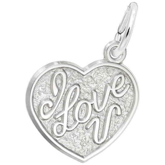 Sterling Silver I Love You Charm - 14mm x 15mm