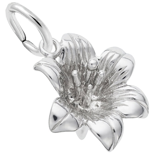 Sterling Silver Lily Charm - 14mm x 14mm