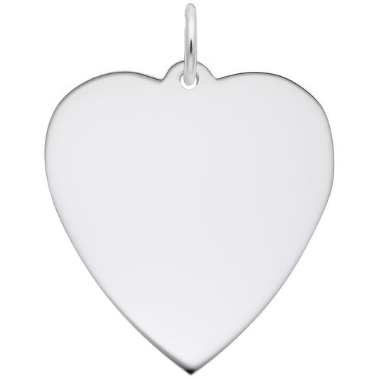 Large Classic Heart Charm - Metal - Sterling Silver