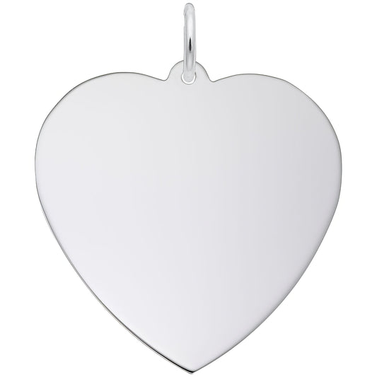 Extra Large Classic Heart Charm - Metal - Sterling Silver