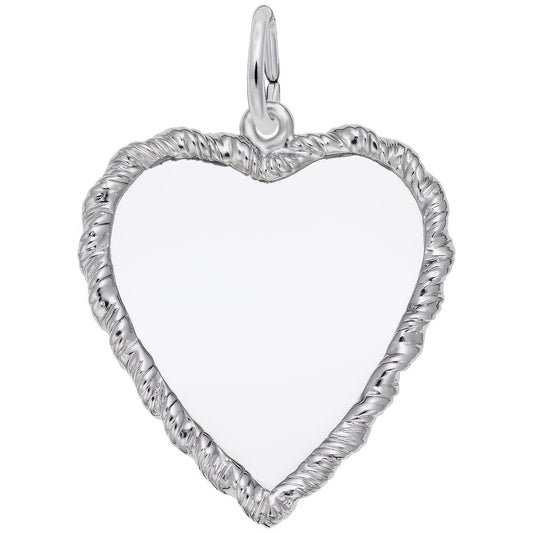 Large Classic Twisted Rope Heart Charm - Metal - Sterling Silver