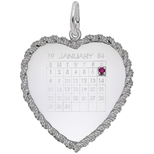 Sterling Silver Calendar Charm - 32mm x 31mm