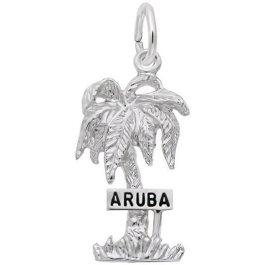 Aruba Palm Tree Charm - Metal - Sterling Silver