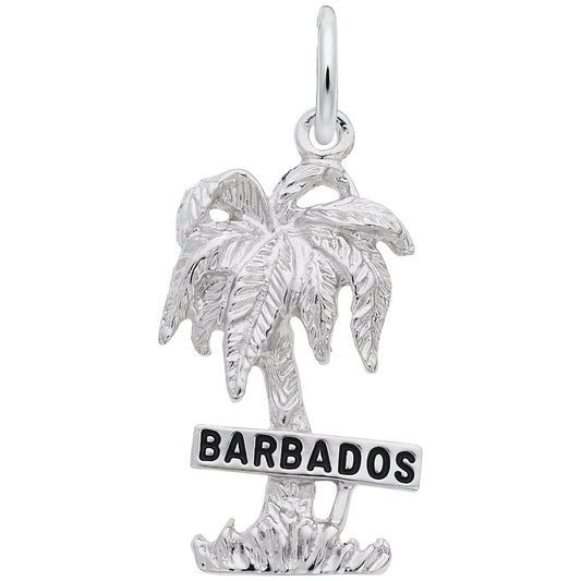 Barbados Palm Tree Charm - Metal - Sterling Silver