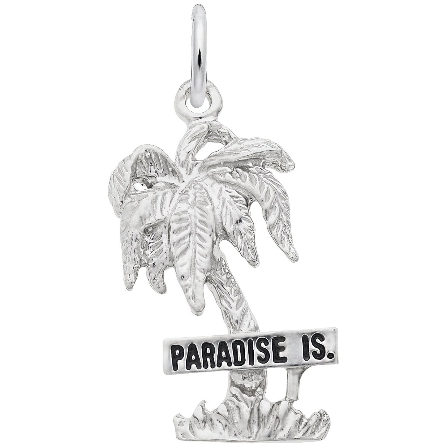 Paradise Island Palm Tree Charm - Metal - Sterling Silver