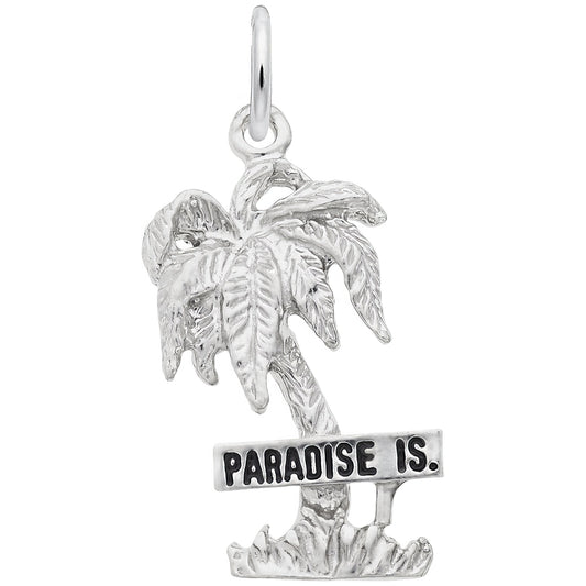 Paradise Island Palm Tree Charm - Metal - Sterling Silver