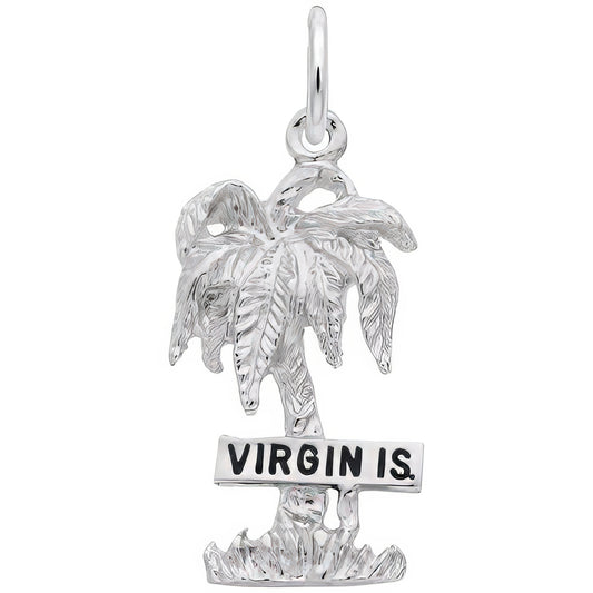 Virgin Islands Palm Tree Charm - Metal - Sterling Silver