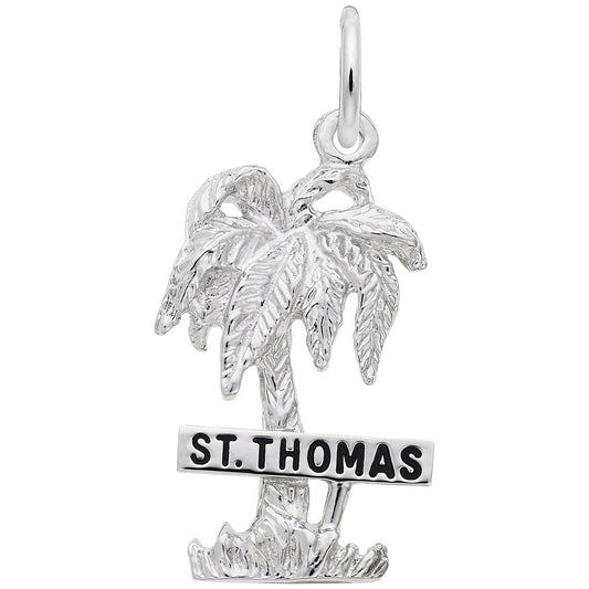 St. Thomas Palm Tree Charm - Metal - Sterling Silver