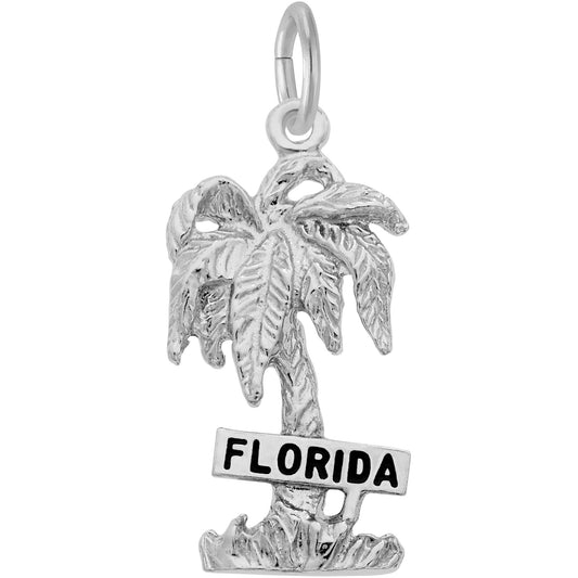 Florida Palm Charm - Metal - Sterling Silver