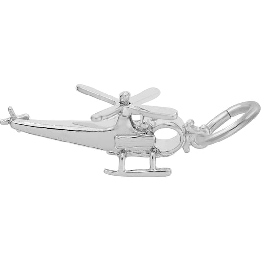 Helicopter Charm - Metal - Sterling Silver
