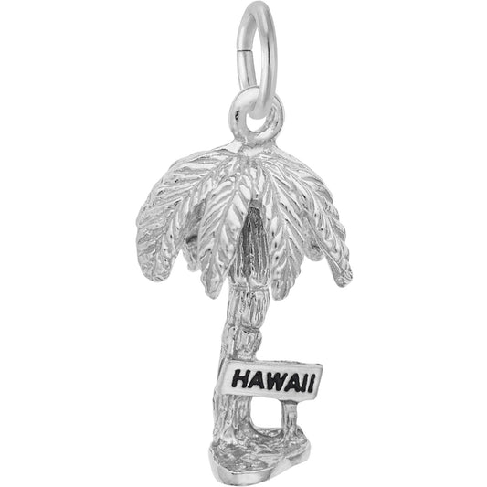 Hawaii Palm Tree Charm - Metal - Sterling Silver