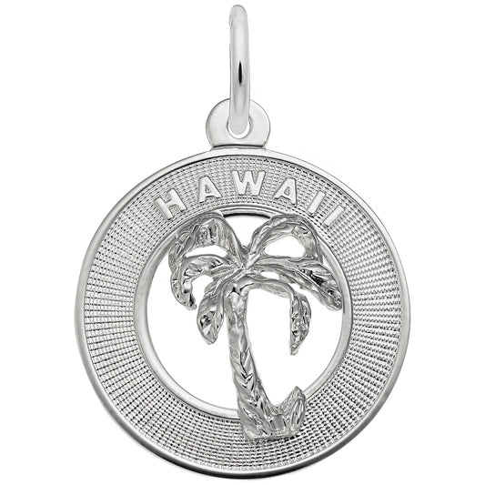 Hawaii Palm Tree Ring Charm - Metal - Sterling Silver