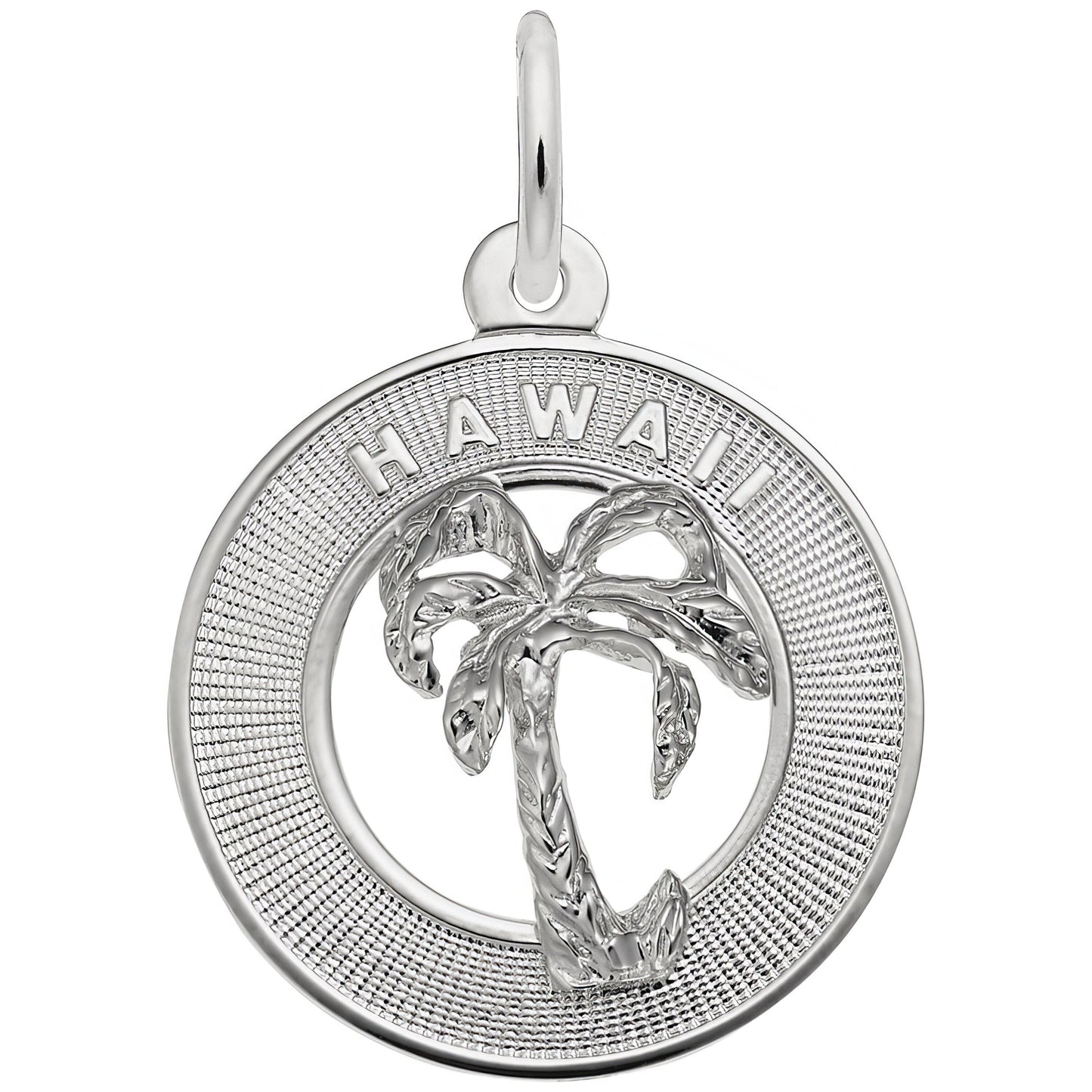 Hawaii Palm Tree Ring Charm - Metal - Sterling Silver