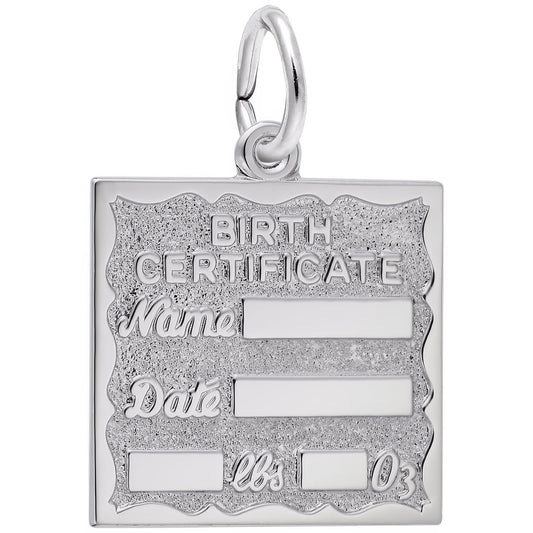 Charms Sterling Silver Birth Certificate Charm