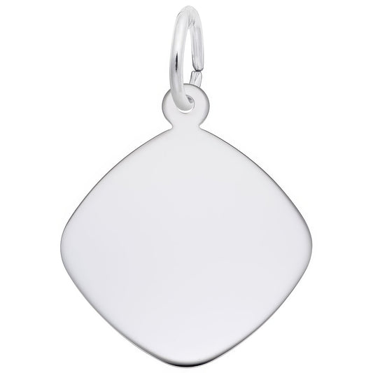Charms Sterling Silver Medium Rounded Diamond Disc Charm