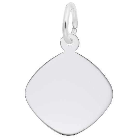Charms Sterling Silver Small Rounded Diamond Disc Charm
