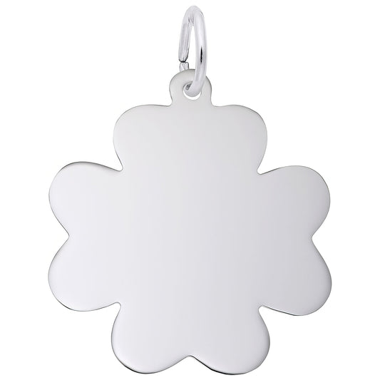 Flat Clover Charm - Metal - Sterling Silver
