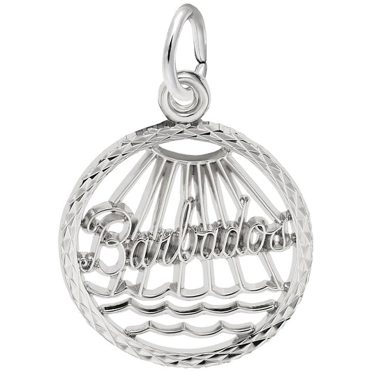 Barbados Faceted Charm - Metal - Sterling Silver